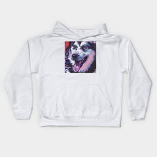 Alaskan Malamute bright colorful pop art Kids Hoodie